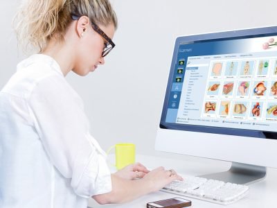 Young woman working from home on the computer